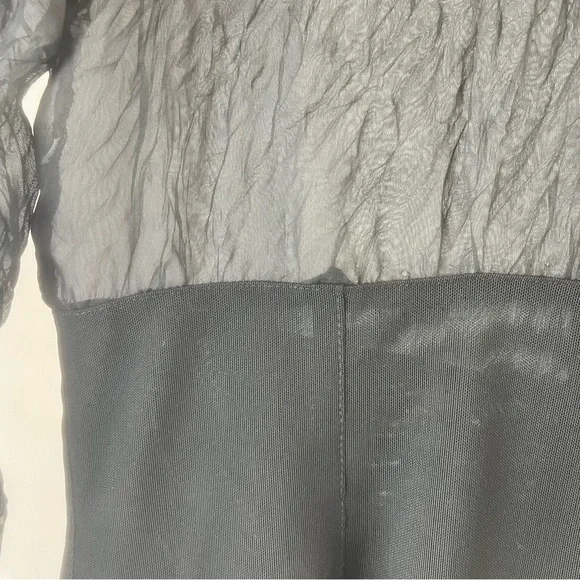 Vintage Blacky dress Berlin sleeved semi-sheer top. Black with Floral Design 8 - Picture 9 of 16